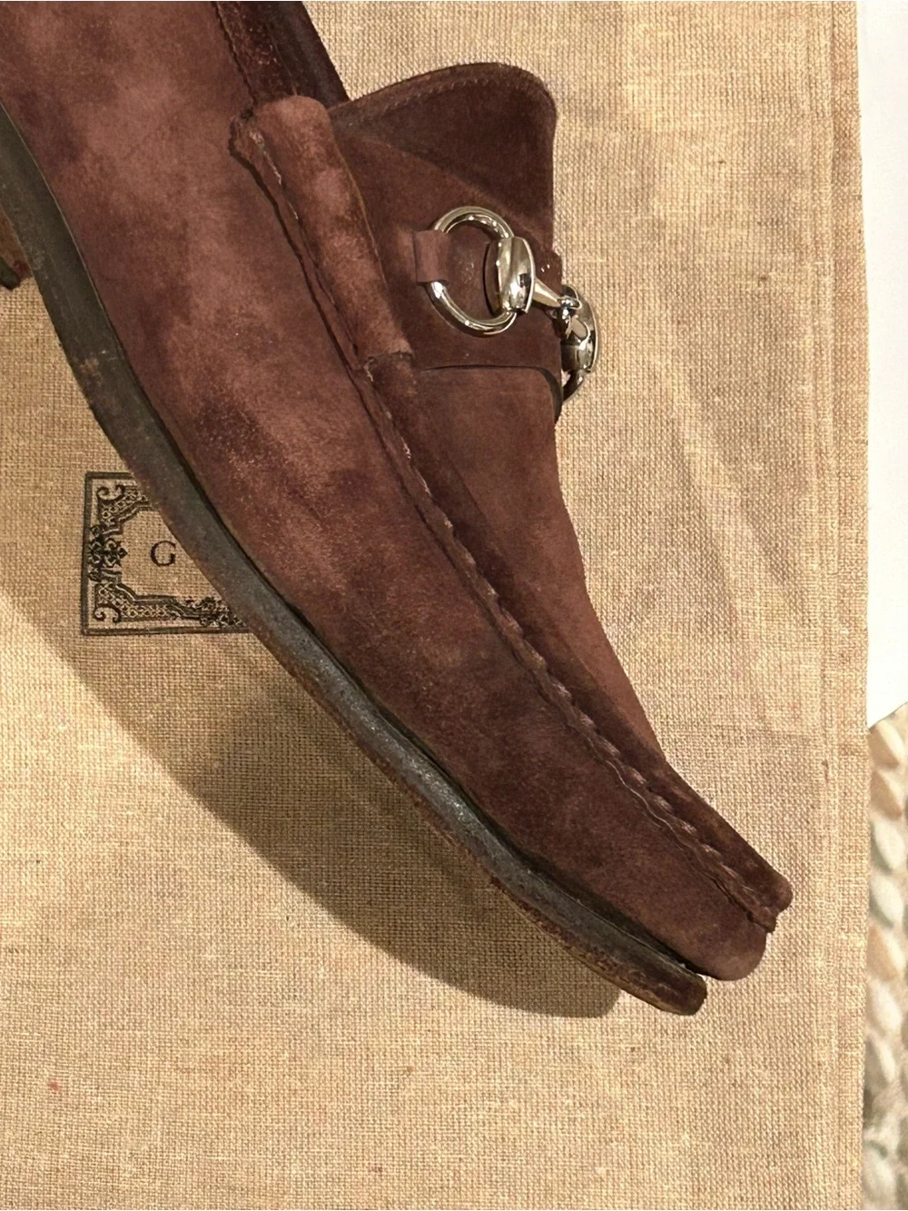 Men’s Gucci Brown Suede Horsebit Slip-On Loafers Sz 8D with Original Box VGUC